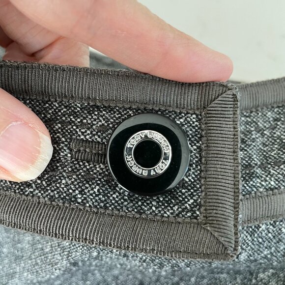 Tory Burch Tweed Virgin Wool Blend Cuffed Lined Pants Ribbon Detail Grey Blk M - Picture 6 of 13